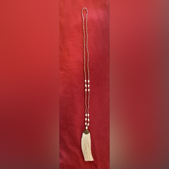 🌸Neclace Boho style NWOT sparkly violet bead w/ faux Baroque Pearl & Beige - Picture 6 of 13